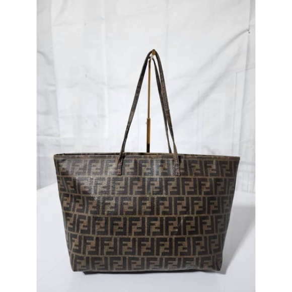 Fendi Handbags - Authentic FENDI Zucca Spalmati Medium Roll Tote Bag Tobacco Brown
